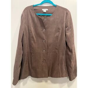 Orvis Jacket Women XL Brown Faux Suede Soft Pockets